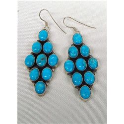 Navajo Sterling Turquoise Chandelier Earrings