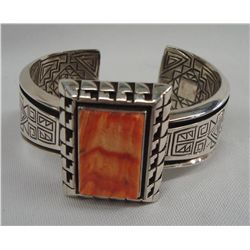 Acoma Sterling Spiny Oyster Bracelet - Tony Chino