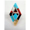 Image 1 : Zuni Sterling Stone to Stone Inlay Ring - P Chee