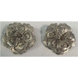 2 Mexican Sterling Floral Pins