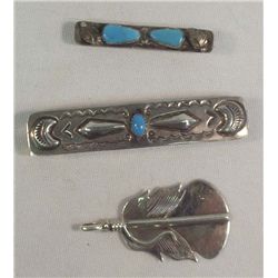 3 Navajo Hair Barrette, Pendant & Tie Clip