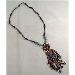 Hand Beaded Cat Face Necklace