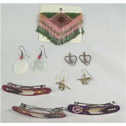 5 Pieces Jewelry - Barrettes, Pin & Earrings