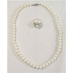 Vintage Gold Pearl Ring & Necklace