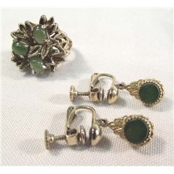 Vintage Jade Ring & Earrings