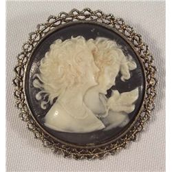 Vintage Cameo Double Brooch