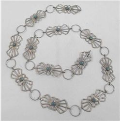 Vintage Sterling Turquoise Concho Belt Hallmark LC