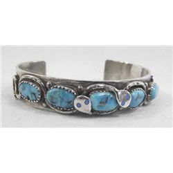 Vintage Sterling Turquoise Snake Bracelet - Effie