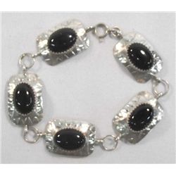 Sterling Jet Concho Chain Bracelet Hallmark
