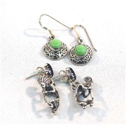 Two Pair Sterling Silver Pierced Earrings