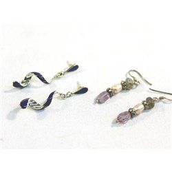 2 Pair Sterling Silver Pierced Earrings