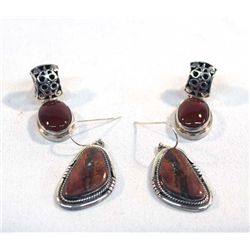 2 Pair Sterling Silver Pierced Earrings