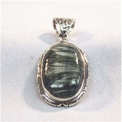 Sterling Silver Green Seraphanite Pendant