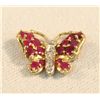 Image 1 : Ruby Diamond 14K Gold Butterfly Pendant