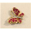 Image 3 : Ruby Diamond 14K Gold Butterfly Pendant