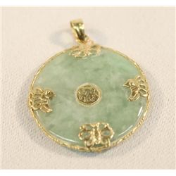 Round Jade 14k Gold Pendant