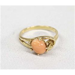 14K Gold Ring With Pink Coral