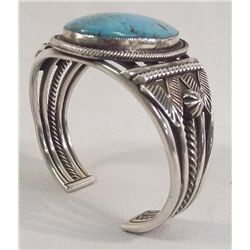Navajo Silver Turquoise Bracelet-Rick Martinez
