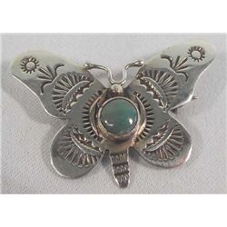 Navajo Silver Turquoise Pin/Pendant-Cleveland