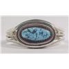 Image 2 : Navajo Silver Turquoise Bracelet-Walter Vandever