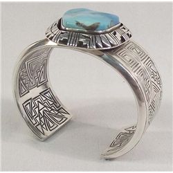 Acoma Pueblo Silver Turquoise Bracelet-Tony Chino