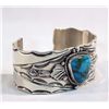 Image 2 : Navajo Silver Turquoise Bracelet-Tsosie