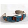 Image 2 : Navajo Silver Channel Inlay Bracelet-P. Sanchez