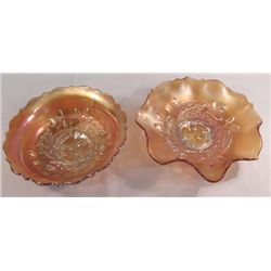 Fenton ''Acorn'' Carnival Glass, Marigold, 2 pcs.