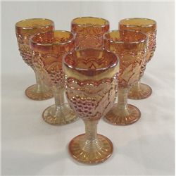 Imperial Carnival Glass-6 Wines 4'' Grape Pattern