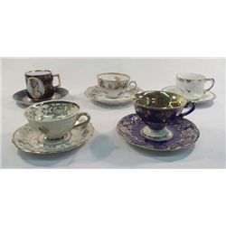 Collection of 5 Miniature Porcelain Tea Cups