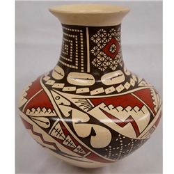 Mata Ortiz Polychrome Jar Red & Black on Tan