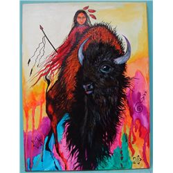 Original Painting-Kills Thunder ''Buffalo Journey''