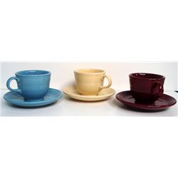 Six Fiesta Ware Lead Free Cups & Matching Saucers