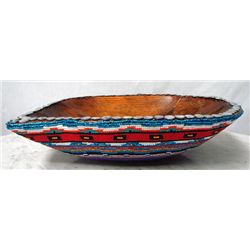 Original Beaded Decorative Wood Bowl-Kills Thunder