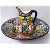 Image 1 : Mexican Talavera Hand Painted Large Pitcher & Bowl