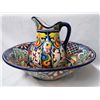 Image 6 : Mexican Talavera Hand Painted Large Pitcher & Bowl