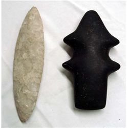 Large Stone Spearpoint & Mace Spiro Club