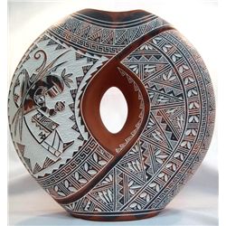 Large Acoma Etched Pottery - R. N. Sanchez