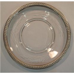Vintage Crystal Dish With Silver Border