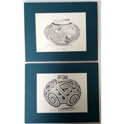 Signed Prints of Hopi, Acoma Jars by Paula Beck