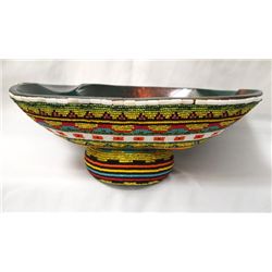 Beaded Wooden Duck Shape Bowl by Kills Thunder