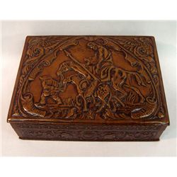 Embossed Leather Covered Cigar Box