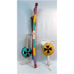 Hopi Rattles & Bow with Arrow Shafts