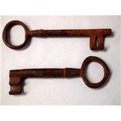 Set of 2 Antique Hand Forged Keys - Texas Estate