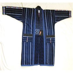 Guatelmalan Long Man's Indigo Blue Robe Coat
