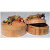 Image 1 : Mango Wood Keepsake Lidded Boxes Clay Lizards Tops