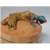 Image 3 : Mango Wood Keepsake Lidded Boxes Clay Lizards Tops