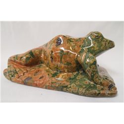 Carved Spherulitic Rhyolite Rainforest Jasper Frog
