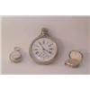 Image 1 : A Large White Metal Pocket Watch with Enam...