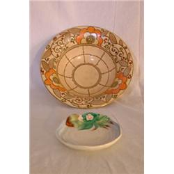 A Clarice Cliff Decorated Dish with Scallo...